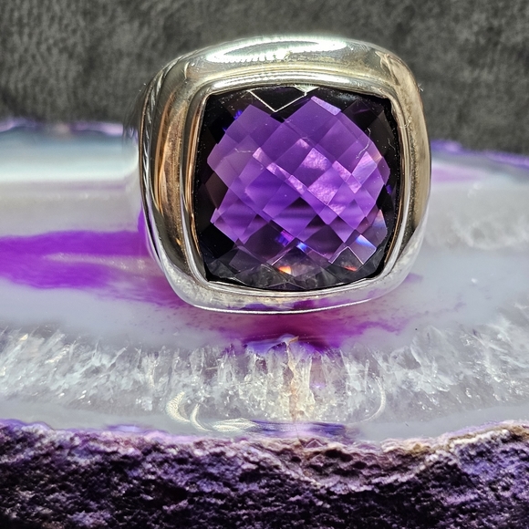 Retired David Yurman Sterling Albion Amethyst Ring(unisex) - Picture 2 of 16